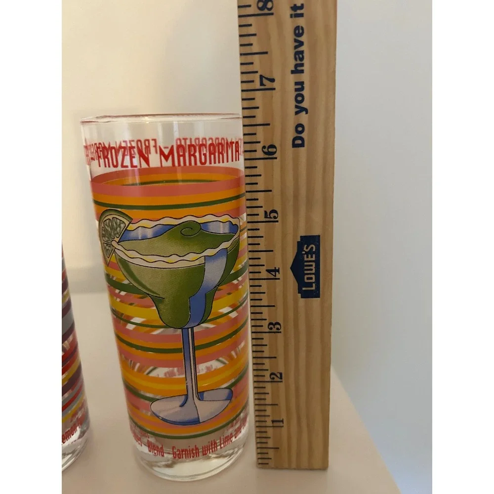 Vtg Cocktail Recipe Highball Glasses Set of 3 Margarita Cosmopolitan Tom Collins - Picture 3 of 3
